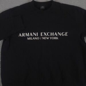 Armani Exchange Sweatshirt Mens XL Black Milano New York Logo Cotton Pullover